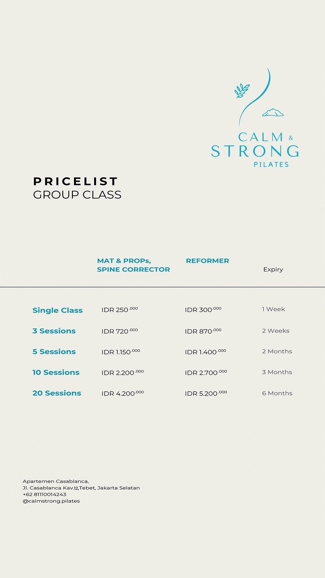 Pricelist Group Class