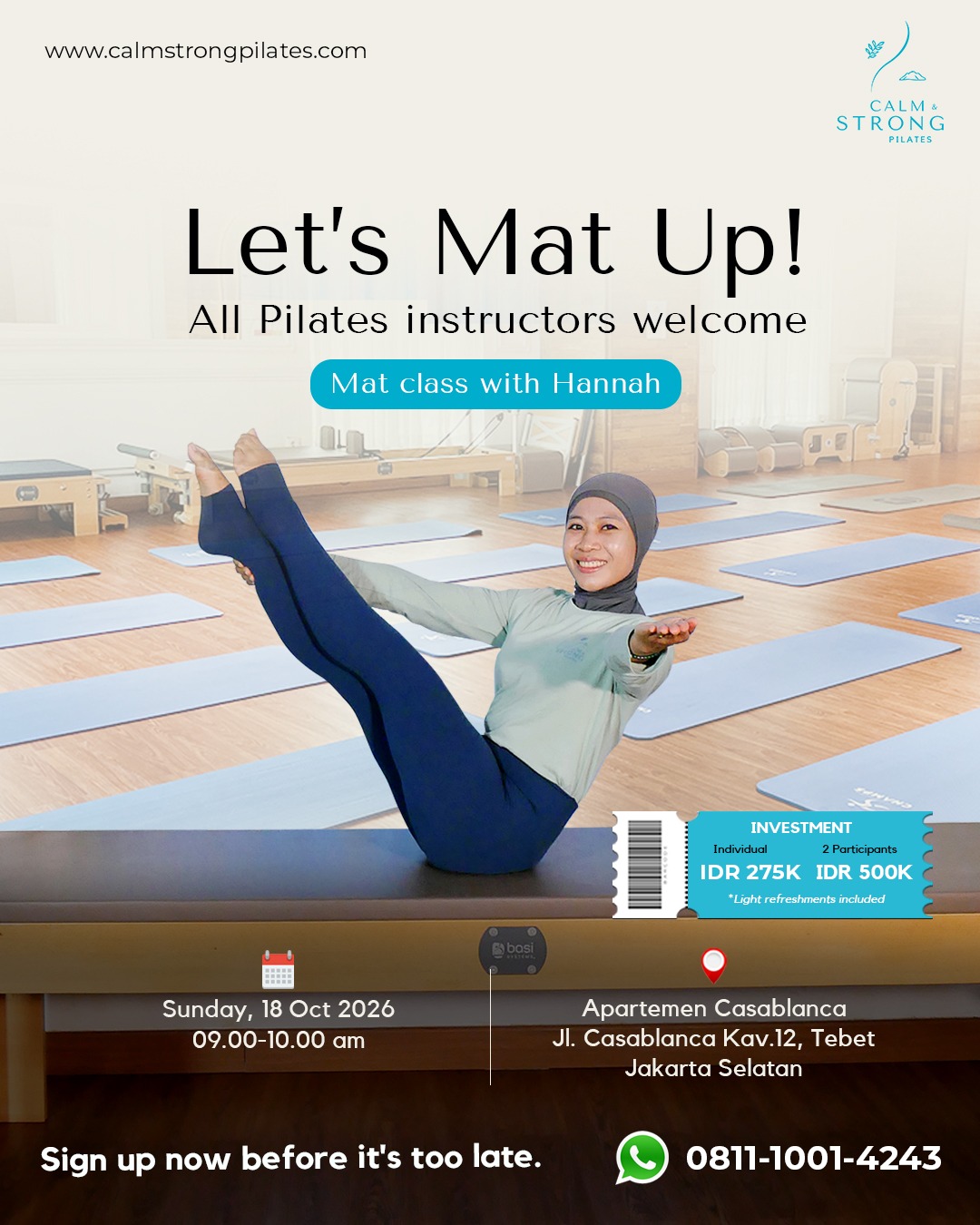 LET’S MAT UP!” — Mat Class with Hannah.